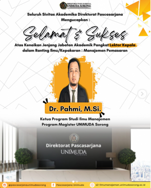 Dr. Pahmi, M.Si. Raih Jabatan Akademik Lektor Kepala